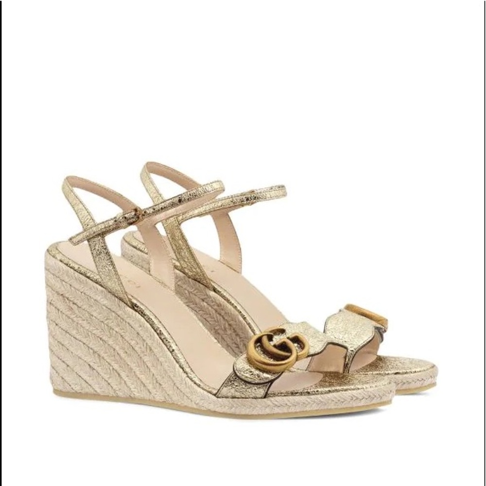 Gucci GG buckle wedge sandals 6.5